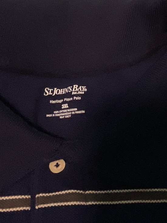 St. John’s Bay - Men's Navy Blue Striped Polo Shirt - Picture 3 of 3